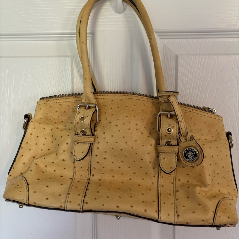 Dooney & Bourke Ostrich-Embossed Tan Satchel